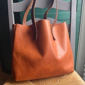 Anthropologie Leather Tote in Cognac Brown